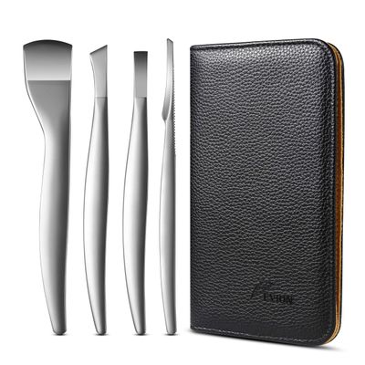 FVION Professional Pedicure Knife Set, 4PCS Ingrown Toenail Removal Blades Kit, Stainless Steel Callus Shaver Foot Blades - Silver