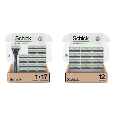 Schick Hydro Sensitive Razor for Men with 17 Razor Blades and 12 Refills