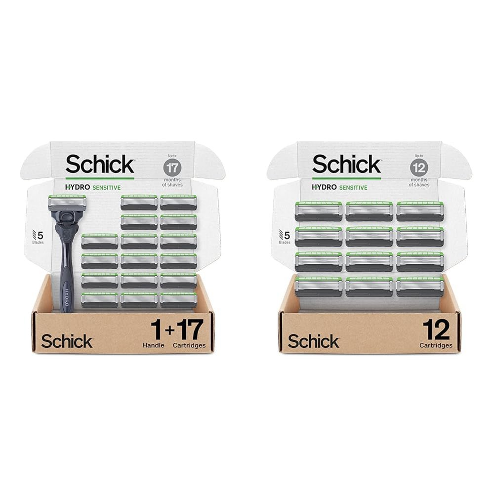 Schick Hydro Sensitive Razor for Men with 17 Razor Blades and 12 Refills