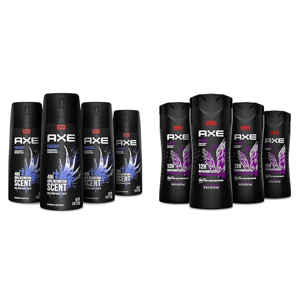 Axe Phoenix Deodorant & Excite Body Wash Bundle (4 Packs)