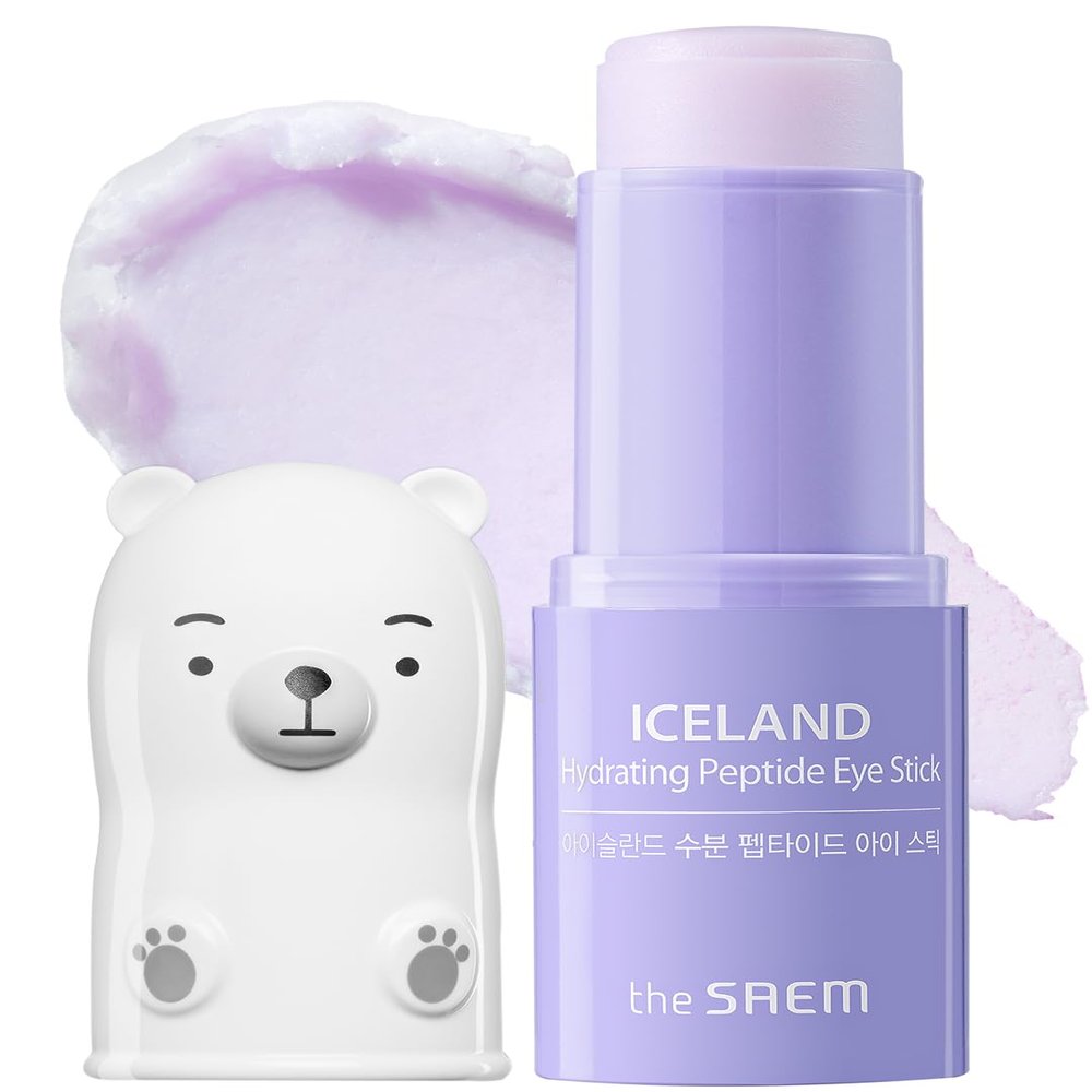 THESAEM Iceland Hydrating Peptide Eye Stick 0.24oz - Elasticity, Cooling, Moisturizing Eye Balm for Loose Skin  Under Eye Treatment - Balm to Smooth Skin Texture - Daisy Flower Scent
