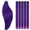 RUNATURE Bundles 14 Inch Purple Hair Extensions Real Human Hair Clip ins 25g 5pcs and 12 Inch Purple Tape in Hair Extensions 20g 10pcs view 1