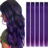 RUNATURE Bundles 14 Inch Purple Hair Extensions Real Human Hair Clip ins 25g 5pcs and 12 Inch Purple Tape in Hair Extensions 20g 10pcs view 2