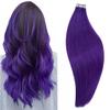 RUNATURE Bundles 14 Inch Purple Hair Extensions Real Human Hair Clip ins 25g 5pcs and 12 Inch Purple Tape in Hair Extensions 20g 10pcs view 3