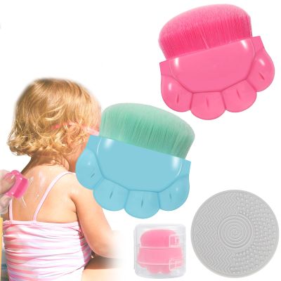 2 Pack Kids Sunscreen Applicator,Sunblock Buddy Brush with Protective Case,Sun Lotion Applicator Sun Cream Brush Set with Cleaning Pad