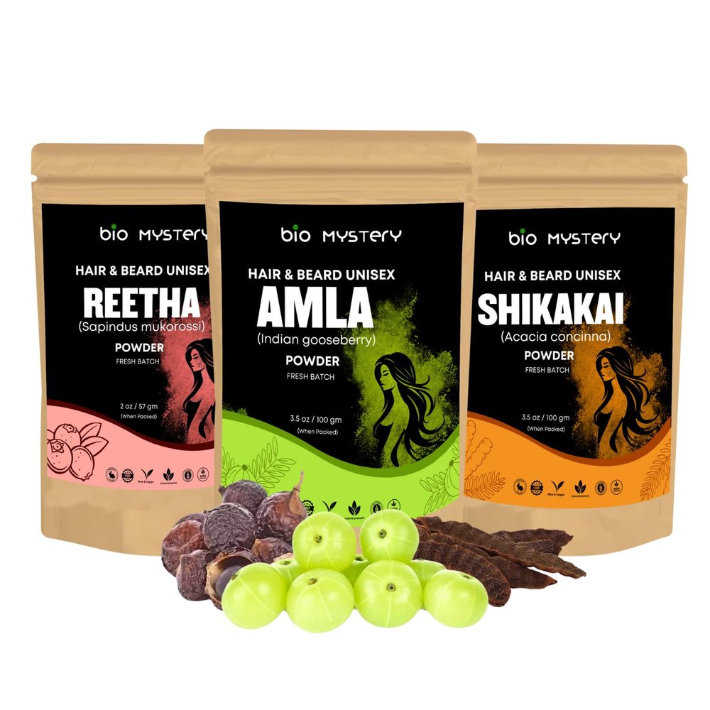 Bio Mystery Herbal Hair Care Combo Pack | Hair Mask | Amla, Shikakai, Reetha | DIY Powders for Hair Growth
