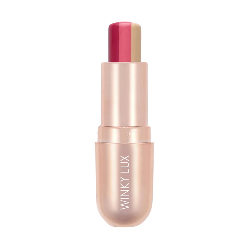 Winky Lux Strawberry Rose Tri-Color Tinted Lip Balm  Hydrating Lip Balm, Sheer Pink Tint, Lip Care with Jojoba Oil & Vitamin E, Moisturizes & Softens Dry Lips, Buttery Soft with Strawberry Rose Scent
