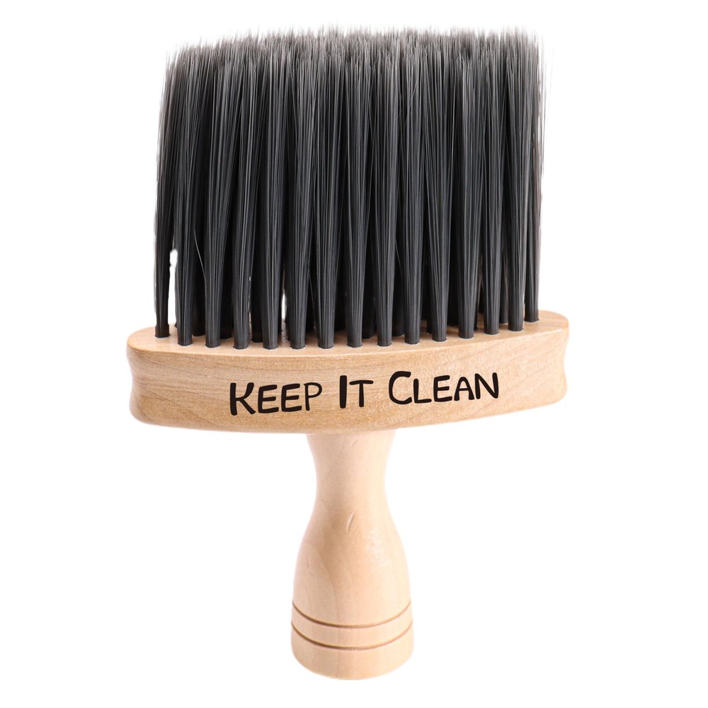 Custom Engraved Logo Barber Brush Neck Hair Duster Wood Face Beard Cleaning Styling Bristle Personalized Name Groomsman Gift Shaving Hair Removal Dad Husband Grooming (White)
