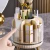 360 Degree Rotating Makeup Brush Organizer, Desktop Large Capacity Lipstick Cosmetics Storage Box Makeup Brush Holder Organizer Cream White view 2