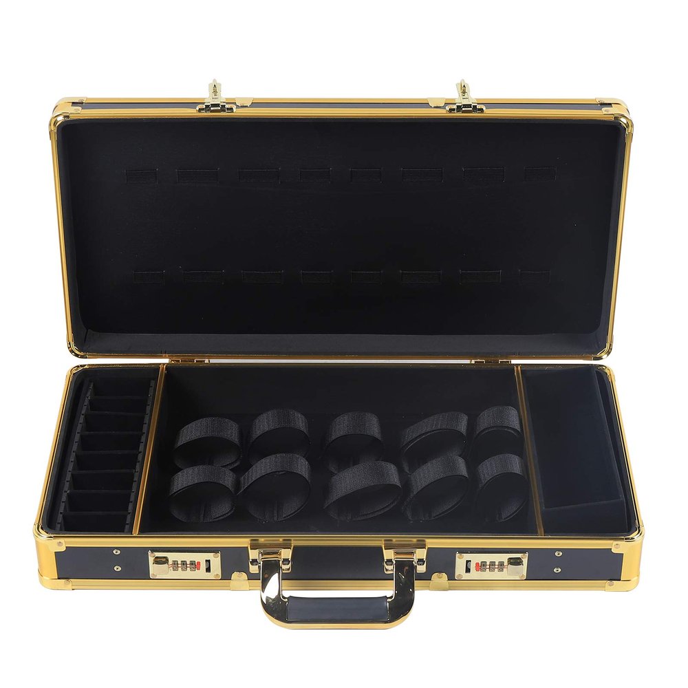 MSAIERPLR Barber Case Professional Barber Case Organizer Barber Suitcase Barber Carrying Case Hairdressing Tools Storage Case with Handle & Secure Numlock Barber Travel Case (Gold)