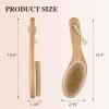 Bamboo Curved Long Handle Dry Brushes, Dry Body Brush for Dry Skin, Blood Circulation, Cellulite TreatmentWet and Dry Brush Suitable for All Kinds of Skin with Soft and Stiff Bristles view 2