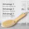 Bamboo Curved Long Handle Dry Brushes, Dry Body Brush for Dry Skin, Blood Circulation, Cellulite TreatmentWet and Dry Brush Suitable for All Kinds of Skin with Soft and Stiff Bristles view 3