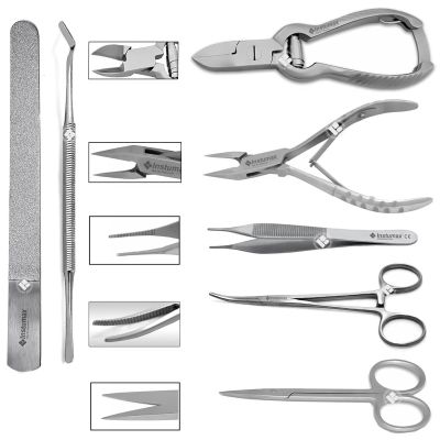 Ingrowing Toenail Removal Cutters, Scissors, Nail File Kit Chiropody Podiatry Supplies Nailcare Tools 7pcs Set by INSTUMAX