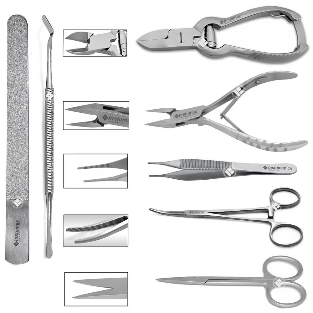 Ingrowing Toenail Removal Cutters, Scissors, Nail File Kit Chiropody Podiatry Supplies Nailcare Tools 7pcs Set by INSTUMAX