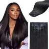 IDN BEAUTY Seamless Clip In Hair Extensions Human Hair, Straight 18 Inch 110g 7pcs Natural Black Real Virgin Human Hair Seamless Clip Ins For Black Women PU Weft Invisible Edge view 1