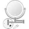 AMZNEVO Wall Mounted Lighted Makeup Mirror with Magnification, 8-inch 1X/10X Wall Mount Magnifying Mirror for Bathroom, Touch Dimmable, 360 Degree Swivel, 2-Sided, Extendable Arm view 1