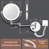 AMZNEVO Wall Mounted Lighted Makeup Mirror with Magnification, 8-inch 1X/10X Wall Mount Magnifying Mirror for Bathroom, Touch Dimmable, 360 Degree Swivel, 2-Sided, Extendable Arm view 2