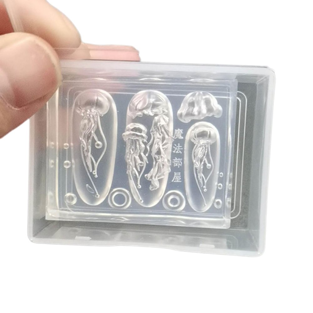 HIOPOIUYT Soft Silicone Jellyfish Moulds Nail Art Dropper Mold Convenient Nail Art Molds Resin Craft Nail Casting Moulds Jellyfish Nail Molds