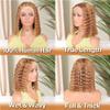 HIRIREMY Curly Bob Wig Human Hair Deep Wave 13x4 HD Lace Front Wigs For Black Women Human Hair Pre Plucked Wear And Go Glueless Short Wet And Wavy Ombre Honey Blonde Highlight Color 4/27 12 Inch view 3