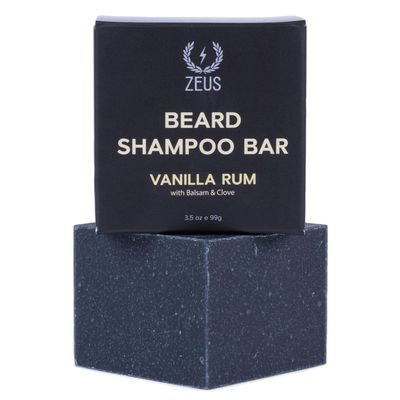 ZEUS Beard Wash Bar for Men, All-Natural Hydrating Shampoo, Skin-Clarifying Soap & Beard Care Cleanser with Natural Ingredients, Anti-Itch & Gentle on Skin (Made in USA) Vanilla Rum