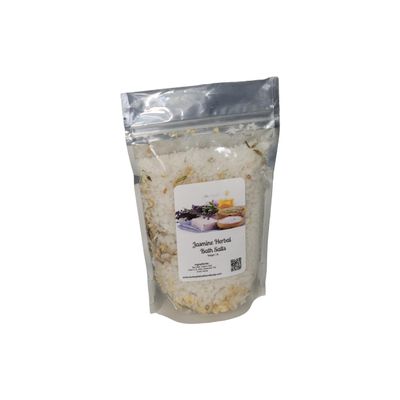 Herbal (Botanical) Bath Salts | 1lb Bag (16 oz.) | Choose Scent | Botanicals | Sea Salt | Bathing | Body Care | Beauty | Relaxation | Spa | Pedicure | Manicure | All Natural (Jasmine)