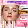 3 Colors Fairy Dust Highlight Patting Powder,Magic Polvo De Hadas Highlighter Makeup,Body Glitter Face Blusher Patting Powder,Daily Party Halloween Christmas Body Contouring Shimmer3PCS view 2