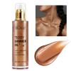 Shimmer Oil 100ml, Moisturizing Long Lasting Body Luminizer Face Brighten, Waterproof Liquid Illuminator Glow, Glitter Oil Highlighter Summer Glowing Makeup (#03 Bronze Gold) view 1