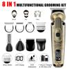 Hatteker Beard Trimmer Mustache Trimmer for Men 8 in 1 Adjustable Speed Waterproof Hair Clipper T-Blade Electic Razor Shavers Cordless Mens Gift Grooming Kit with Face Nose Body (Bronze) view 2