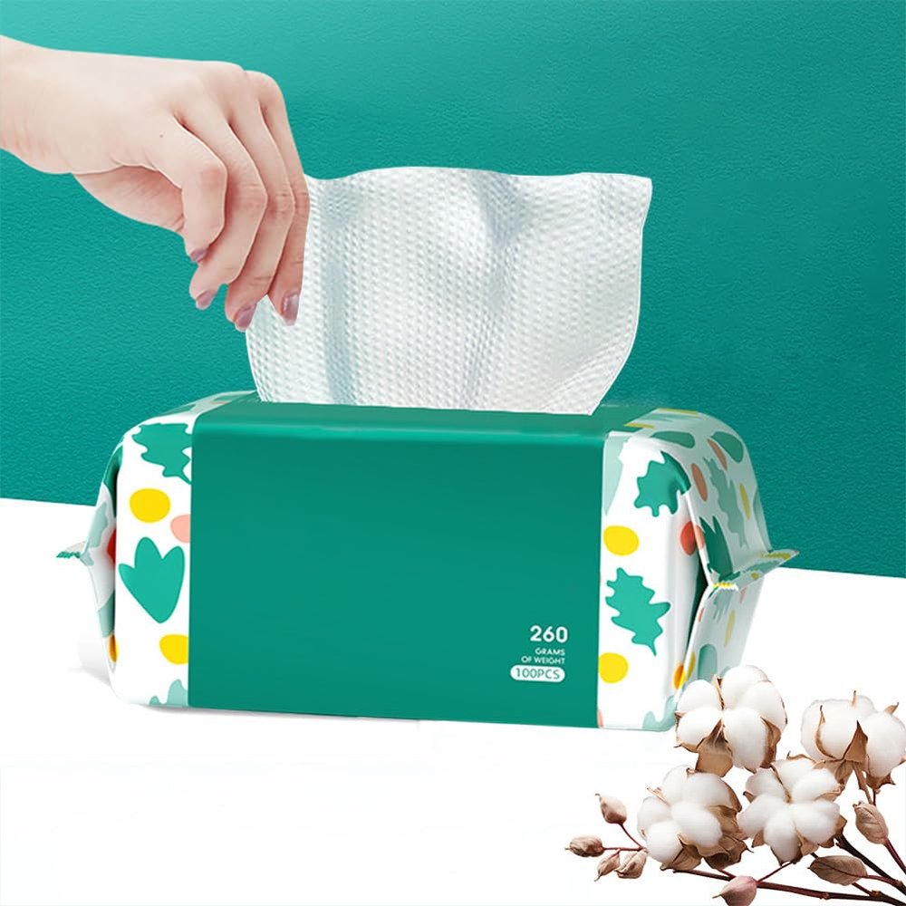 100 Count Disposable Face Towel Face Clean Towels 100% Cotton Face Tissues Extra Thick Extra Large Lint-free Facial Cleansing Tissue For Sensitive Skin Makeup Remover Facial Cleansing