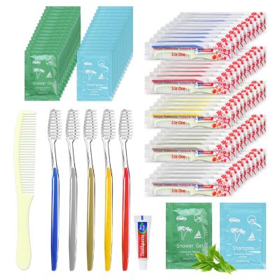 Bulk Hygiene Kits for Homeless,Disposable Toothbrushes with Toothpaste and Comb for Homeless Individually WrappedBasic Toiletry Kits Travel Size Shampoo And Body Wash For Hotel,Air Bnb Charity(40)