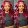 ABALON 99j Burgundy Body Wave Lace Front Wigs Human Hair Wine Red 13x4 HD Lace Frontal Wigs Human Hair Pre Plucked 200% Density Glueless Wigs for Women 20 Inch view 1