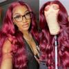 ABALON 99j Burgundy Body Wave Lace Front Wigs Human Hair Wine Red 13x4 HD Lace Frontal Wigs Human Hair Pre Plucked 200% Density Glueless Wigs for Women 20 Inch view 2
