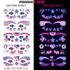 10Sheets 4th of July Face Temporary Tattoo Stickers Glow In The Dark Tattoos Eye Makeup Decals Independence Day Red Blue White USA Flag Star Neon Stickers for Women Girls Men Patriotic Party Supplies view 2