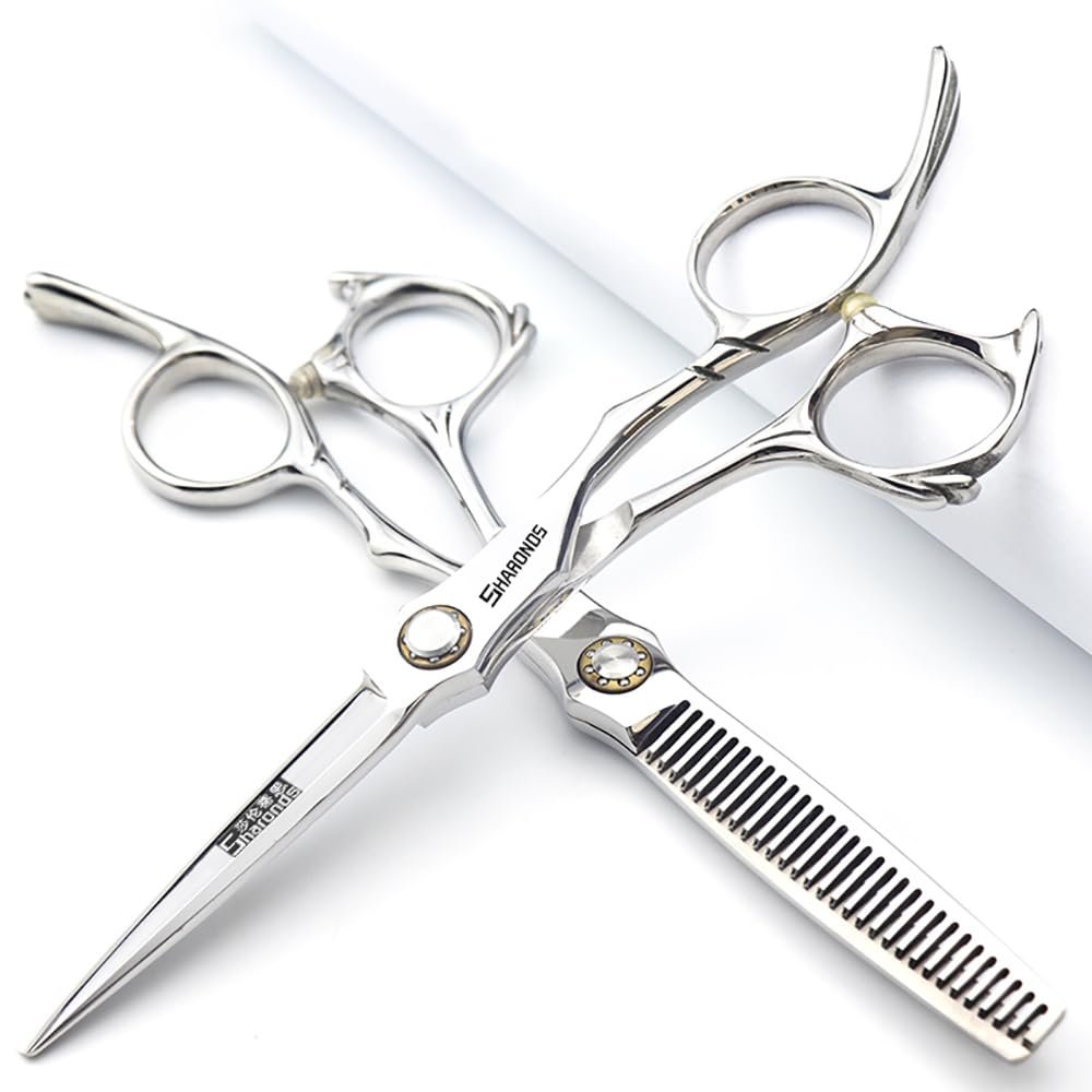 6/6.5-inch Sharonds hair clippers, professional Japanese 440C scissors, efficient scissors, scissors, comb adjuster (6 inch 2 Piece-A)