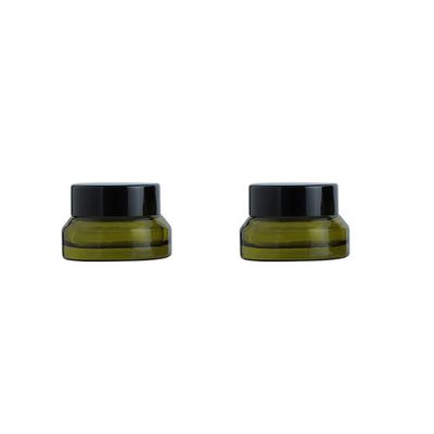 2Pcs 15ml 0.5oz Empty Glass Cosmetic Jars with Inner Liner and Lids Refillable Green Small Glass Jars Cosmetic Makeup Sample Storage Container for Cream Lotion