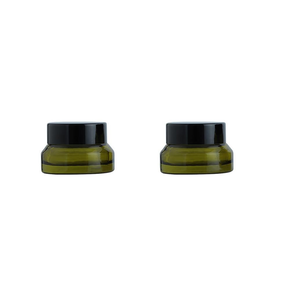 2Pcs 15ml 0.5oz Empty Glass Cosmetic Jars with Inner Liner and Lids Refillable Green Small Glass Jars Cosmetic Makeup Sample Storage Container for Cream Lotion