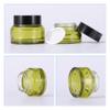 2Pcs 15ml 0.5oz Empty Glass Cosmetic Jars with Inner Liner and Lids Refillable Green Small Glass Jars Cosmetic Makeup Sample Storage Container for Cream Lotion view 3