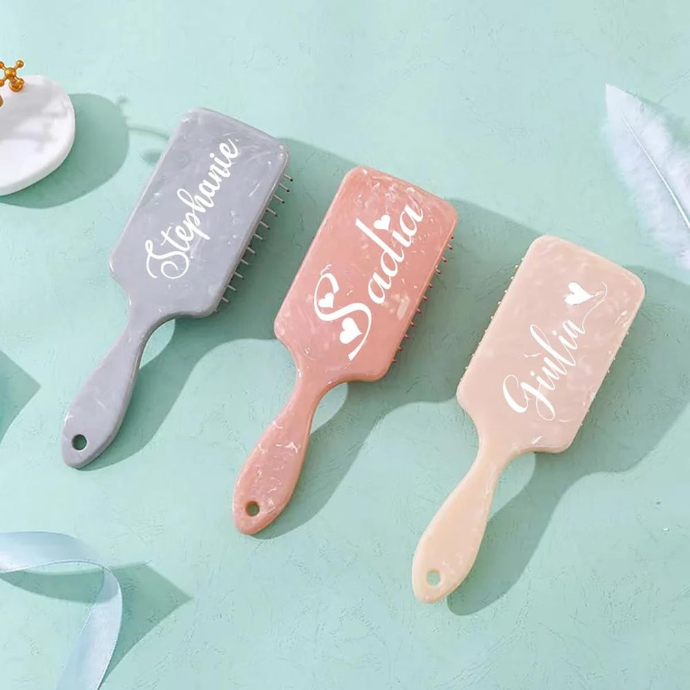 ZoikoM Bridesmaid Proposal Gift, Custom Metallic Hair Brush, Hair Brush for Bridesmaids, Bachelorette Gift, Bridesmaid Gifts, Bachelorette Favors (10pcs)