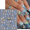 3 Sheets 5D Embossed Nail Decals Starfish Jellyfish Shell Nail Art Stickers Summer Nail Art Design Ocean Theme Nail Adhesive Stickers Self-Adhesive Nail Art Supplies for Women Girls DIY Nail Salons view 2