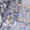 3 Sheets 5D Embossed Nail Decals Starfish Jellyfish Shell Nail Art Stickers Summer Nail Art Design Ocean Theme Nail Adhesive Stickers Self-Adhesive Nail Art Supplies for Women Girls DIY Nail Salons view 3