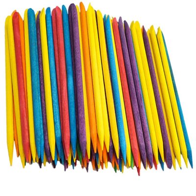 BFLCTTBD 100 Pcs Finger Nail Wooden Sticks Wood Nail Sticks Double Sided Multi Functional Cuticle Pusher Manicure Pedicure Tools for Home Salon