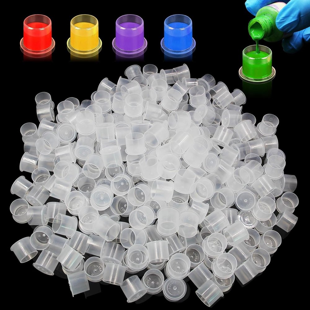 1000pcs Tattoo Ink Cups - Rayyl Tattoo Ink Cups with Base #11mm Clear Plastic Pigment Cups Disposable Tattoo Ink Caps Cups Container Cups for Tattoo Ink and Pigment... (1000pcs-11mm)