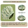 2Pcs Genergy Shower Cap,Adjustable, Large& Reusable &Satin Lined Shower Cap for Women Waterproof, Washable &Double Layers &Reversible Shower Caps(green+yellow flower) view 2