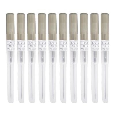 VNisenllc Body Piercing Needles I.V. Catheter Cannula Ear Nose Septum Navel Sterile Piercing Needles Tattoo Tool, 10pcs 16G Grey