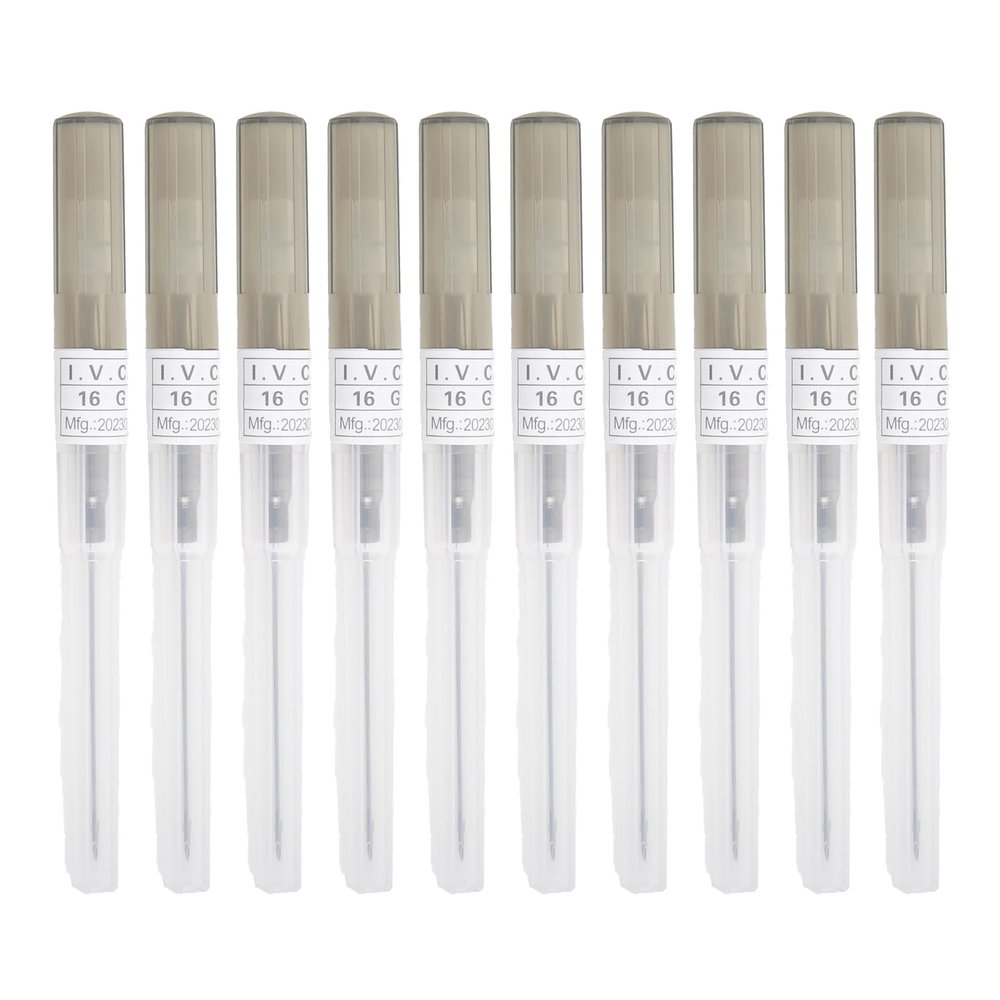 VNisenllc Body Piercing Needles I.V. Catheter Cannula Ear Nose Septum Navel Sterile Piercing Needles Tattoo Tool, 10pcs 16G Grey