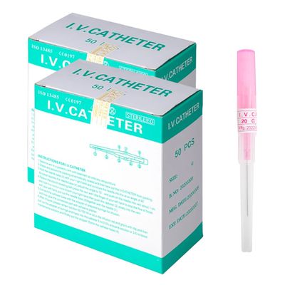 VNisenllc Body Piercing Needles I.V. Catheter Cannula Ear Nose Septum Navel Sterile Piercing Needles Tattoo Tool, 100pcs 20G Pink