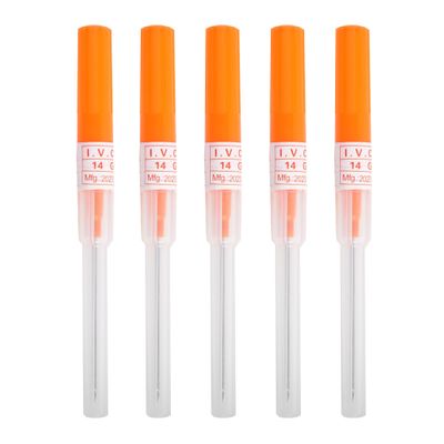 VNisenllc Body Piercing Needles I.V. Catheter Cannula Ear Nose Septum Navel Sterile Piercing Needles Tattoo Tool, 5pcs 14G Orange