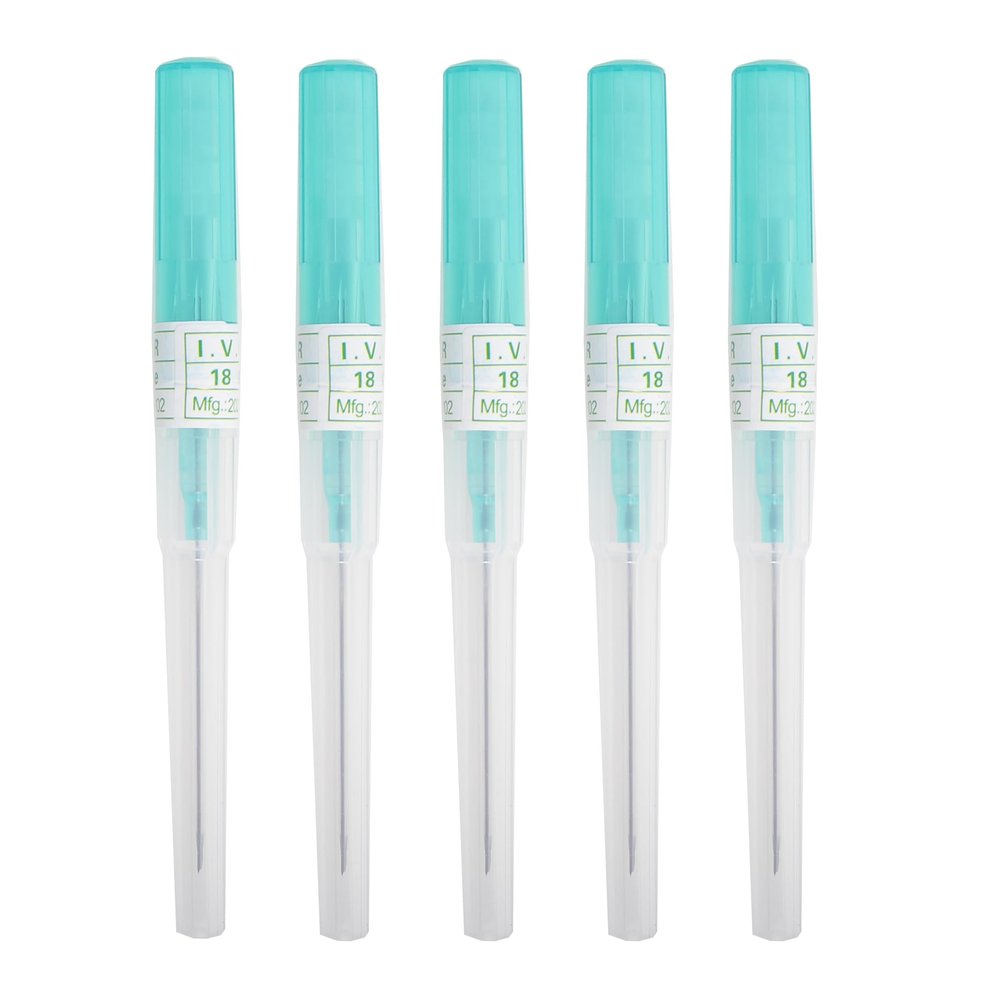 VNisenllc Body Piercing Needles I.V. Catheter Cannula Ear Nose Septum Navel Sterile Piercing Needles Tattoo Tool, 5pcs, 18G Turquoise