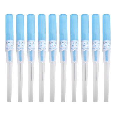VNisenllc Body Piercing Needles I.V. Catheter Cannula Ear Nose Septum Navel Sterile Piercing Needles Tattoo Tool, 10pcs 22G Blue