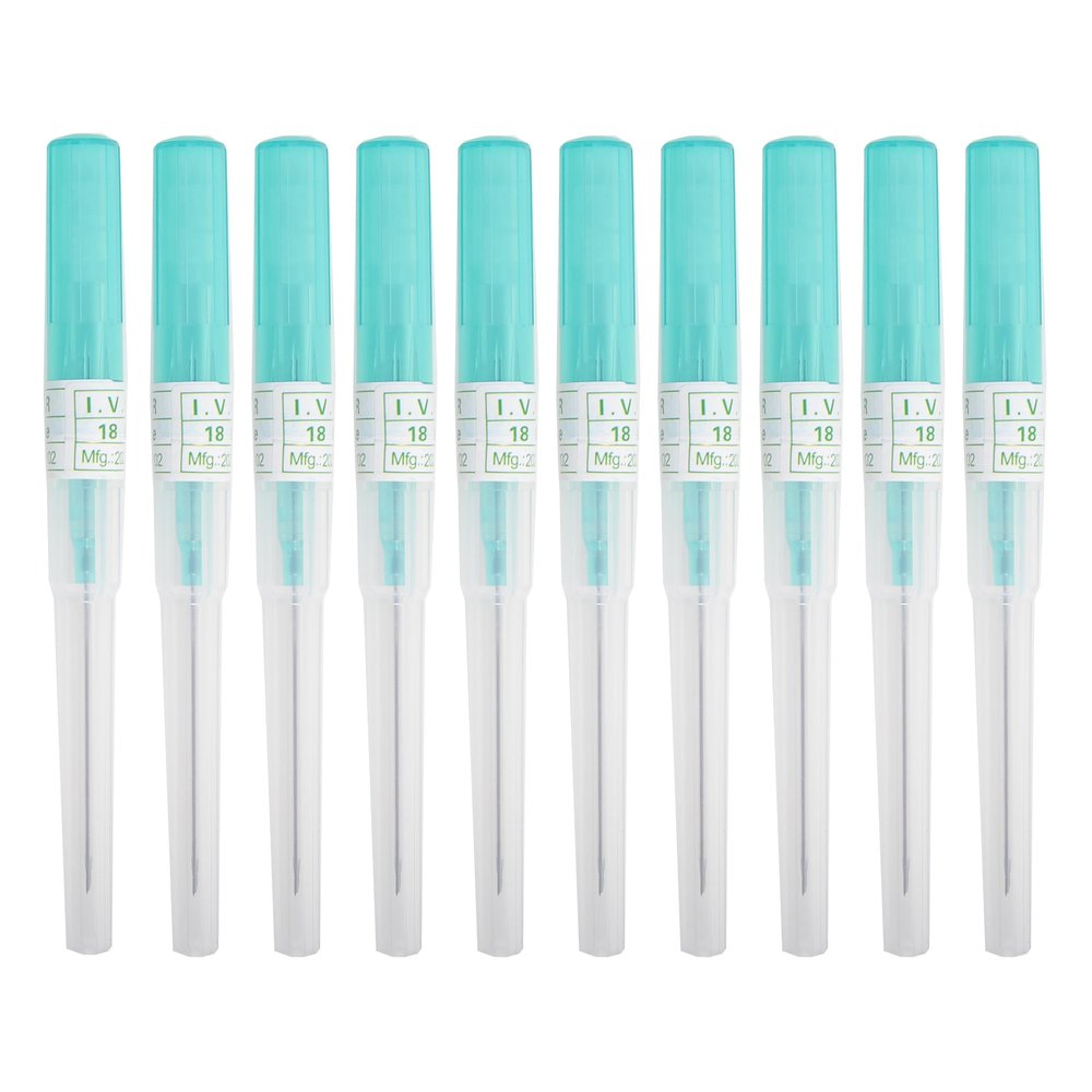 VNisenllc Body Piercing Needles I.V. Catheter Cannula Ear Nose Septum Navel Sterile Piercing Needles Tattoo Tool, 10pcs, 18G Turquoise